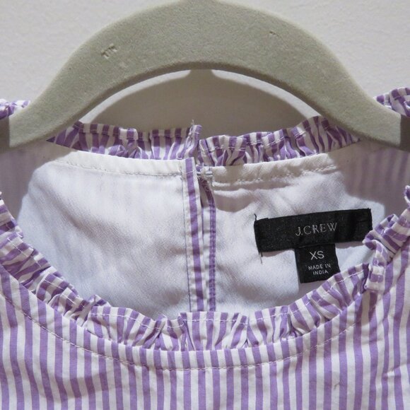 J. CREW Tiered Lace Panel Ruffle Dress Rustic Plum Stripe Prairie Cottage Trad - Picture 5 of 16